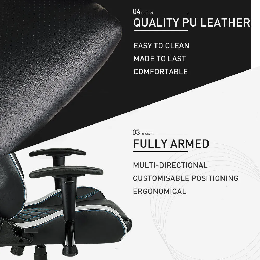 Ergonomic Gaming Chair, 135° Recline, Adjustable Armrests, PU Leather – OVERDRIVE