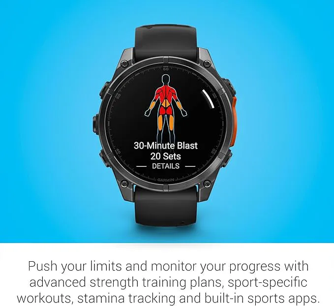 Garmin fēnix 8 Unisex Slate Gray with Black Band Amoled Long-Lasting Battery Life Dive-Rated Built-in LED Flashlight 47 Millimeters Premium Multisport GPS Smartwatch - 010-02904-00