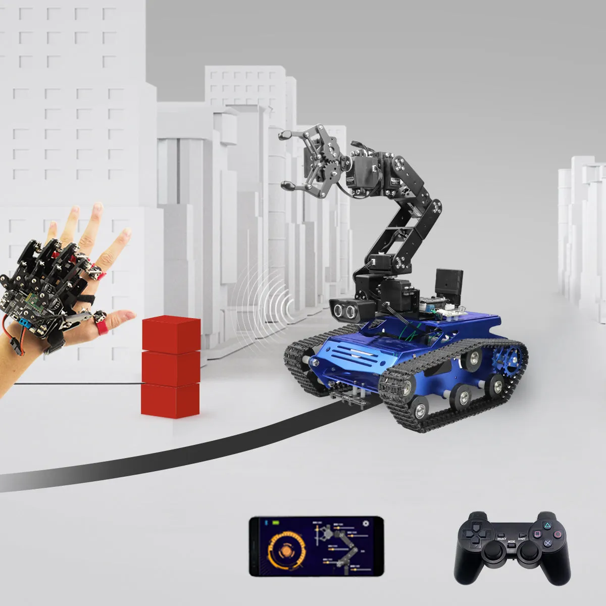 Hiwonder Tankbot Track Robot Car Loaded with Robotic Arm for STM32 Programming