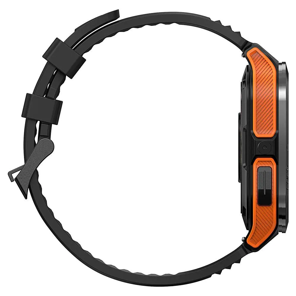 Kospet Tank M2 Military Smart Watch Black x Orange Metal Case With Black Silicone Rubber Strap