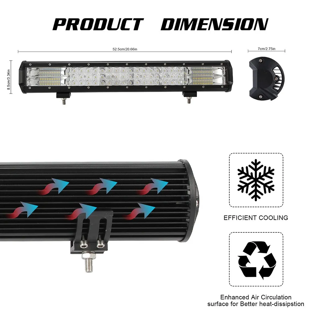 Led Bar Driving Lights Triple Row 20inch 288W Flood Combo Working