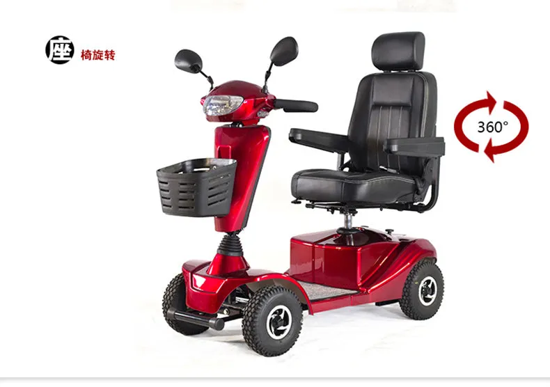 LED lights  Luxury plastic front basket 4 wheels mobility scooters for elderly handicapped disabled
