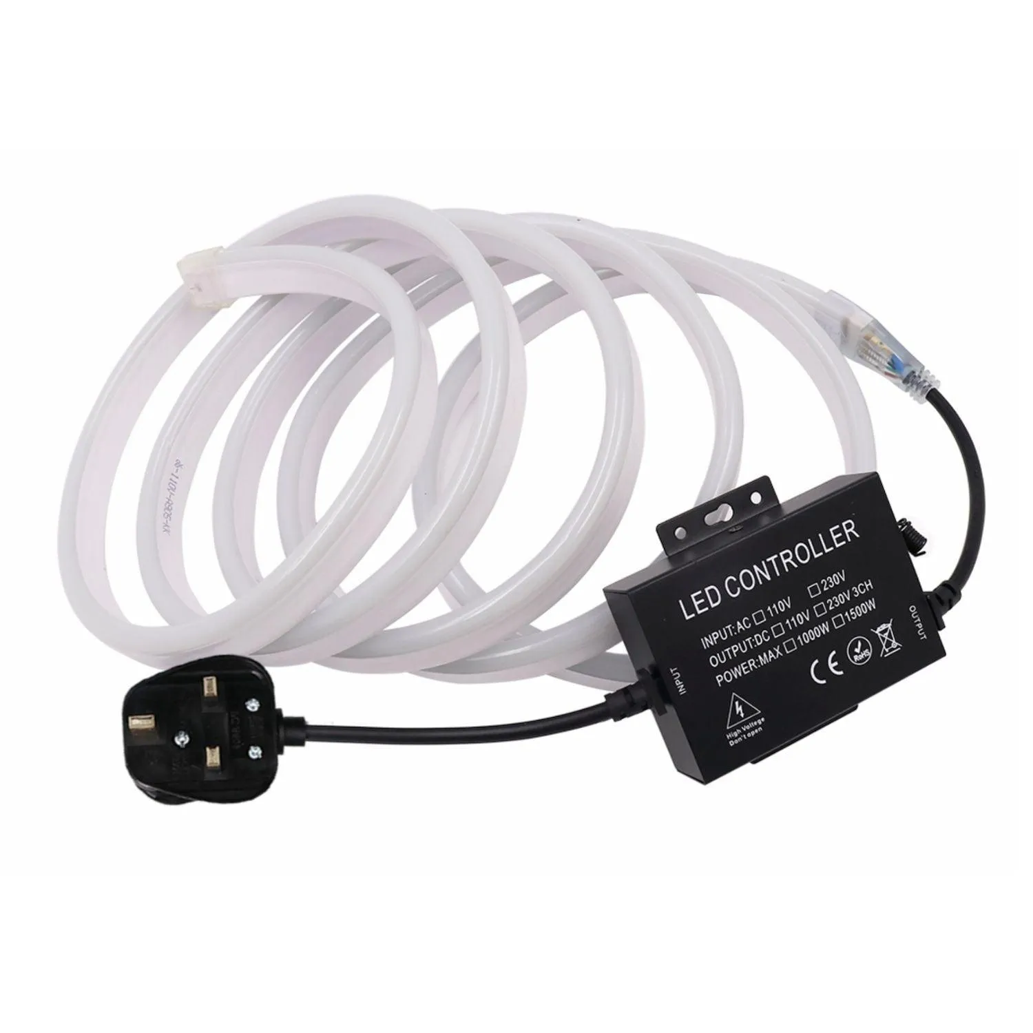 LED Strip Light 220V 240V SMD 2835 120LEDs/m 23-Key RF Remote Control 1500W Dimmer Transformer for Brightness Adjustment