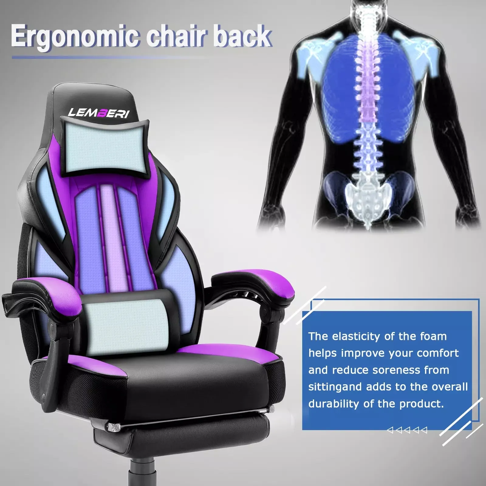 LEMBERI Big and Tall Heavy Duty PC Gaming Chair, Design for Big Guy LGC01