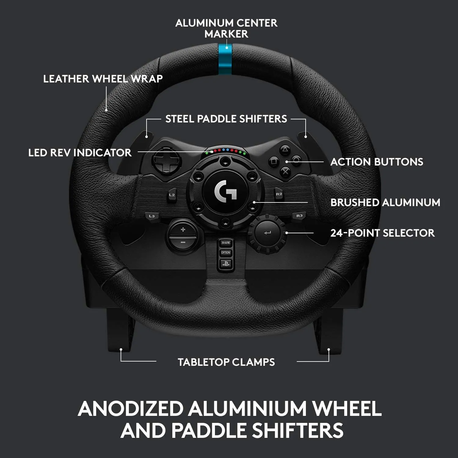 Logitech G923 Driving Force Racing Wheel   Pedals – Compatible with PS5, PS4, and PC