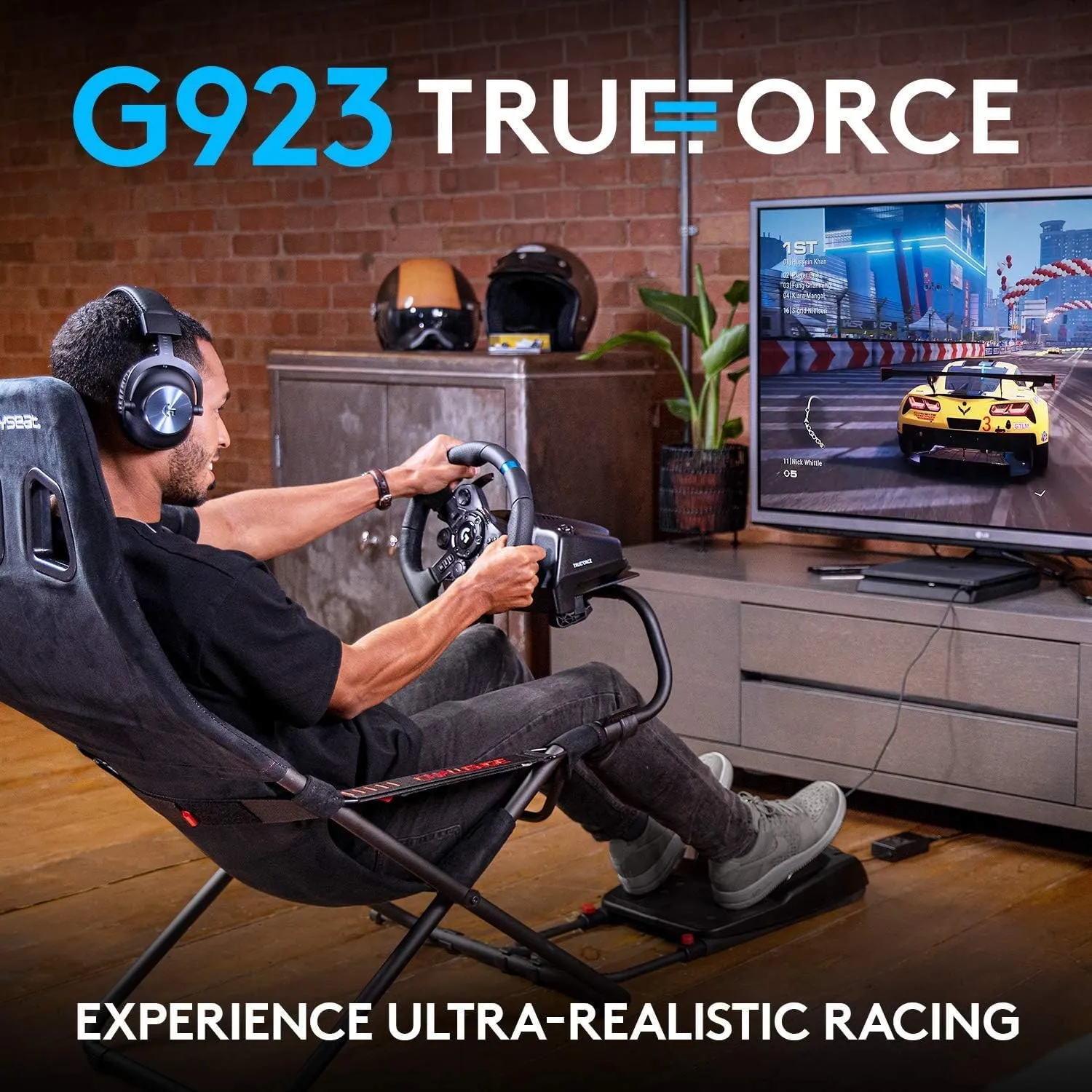 Logitech G923 Driving Force Racing Wheel   Pedals – Compatible with PS5, PS4, and PC
