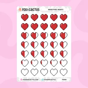 Mixed Pixel Heart Stickers