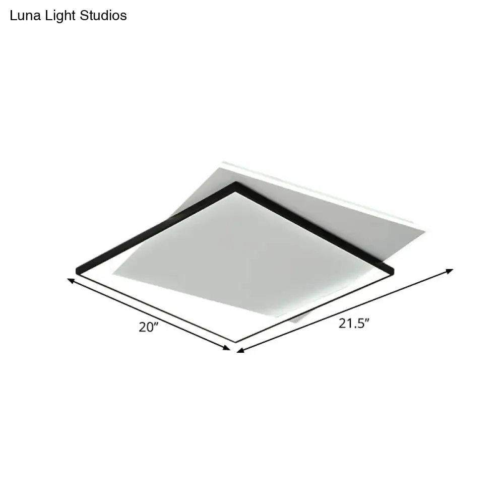 Modern Metallic LED Ceiling Light - Black, Overlapping Flush Mount, 18"/21.5" Wide".