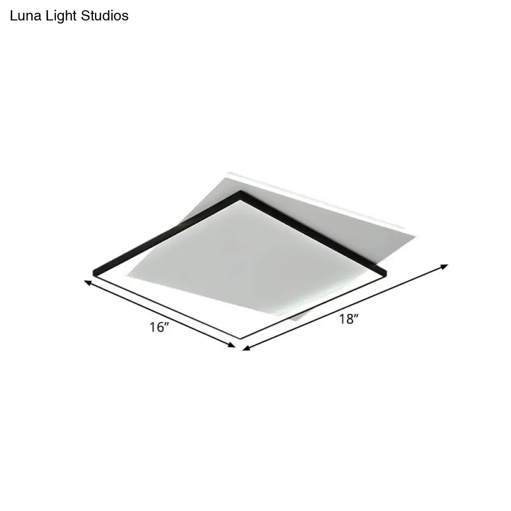 Modern Metallic LED Ceiling Light - Black, Overlapping Flush Mount, 18"/21.5" Wide".