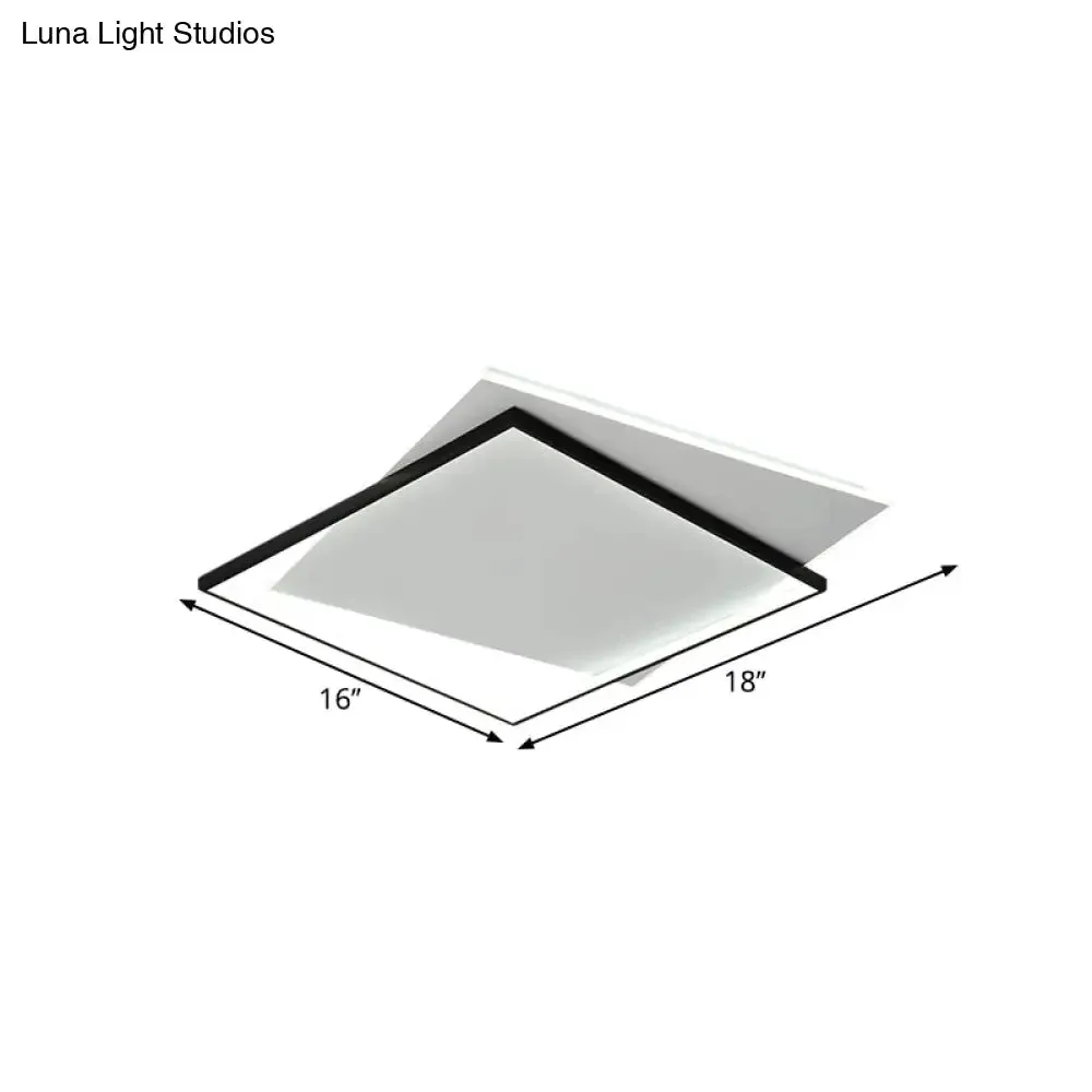 Modern Metallic LED Ceiling Light - Black, Overlapping Flush Mount, 18"/21.5" Wide".