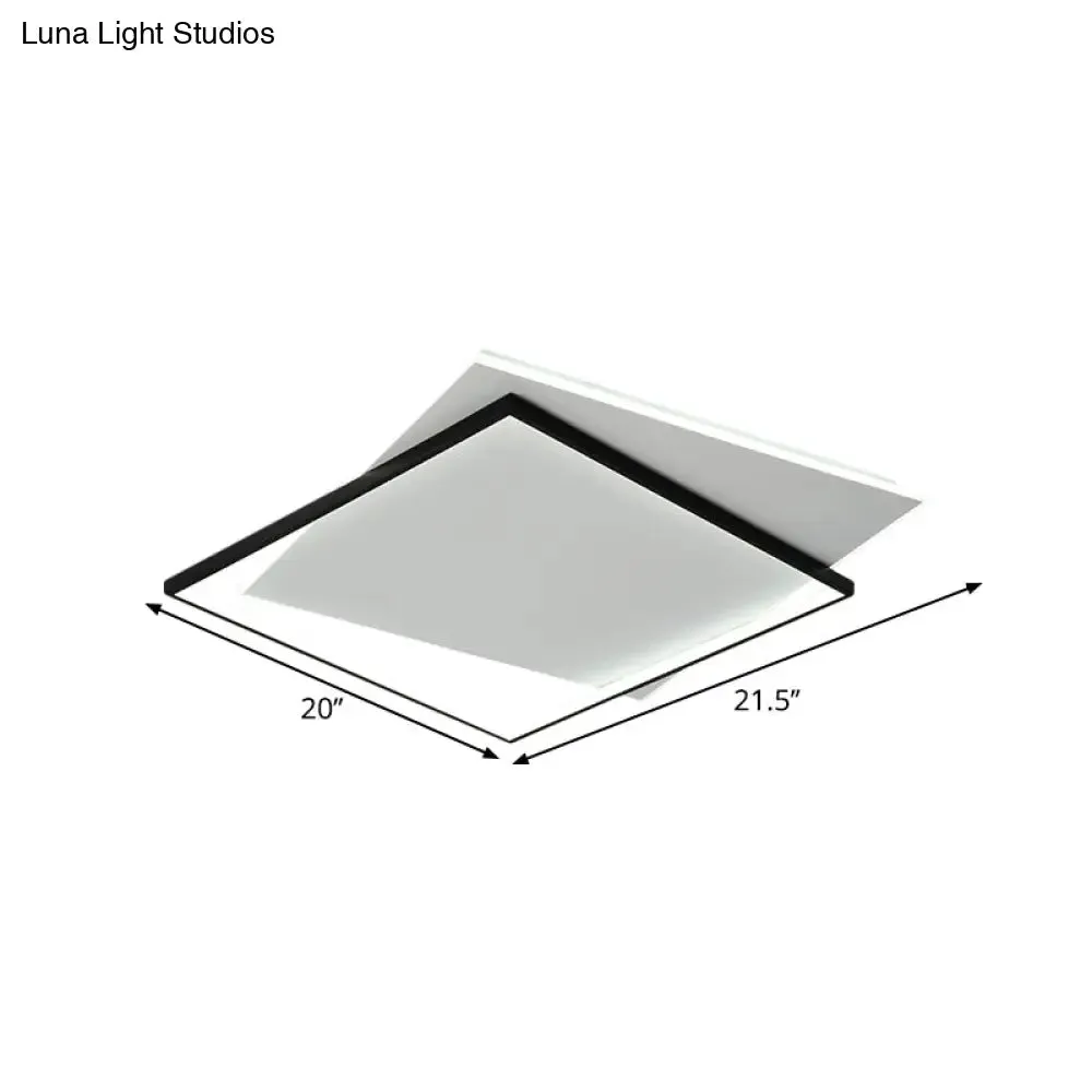 Modern Metallic LED Ceiling Light - Black, Overlapping Flush Mount, 18"/21.5" Wide".