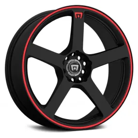 Motegi Racing MR116 Wheels (15x6.5 4X108  40) Matte Black w/ Red Stripe