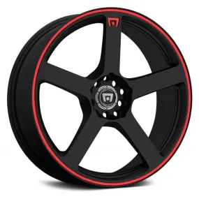 Motegi Racing MR116 Wheels (16x7 4x100  40) Gloss Black or Matte Black w/ Red Racing Stripe