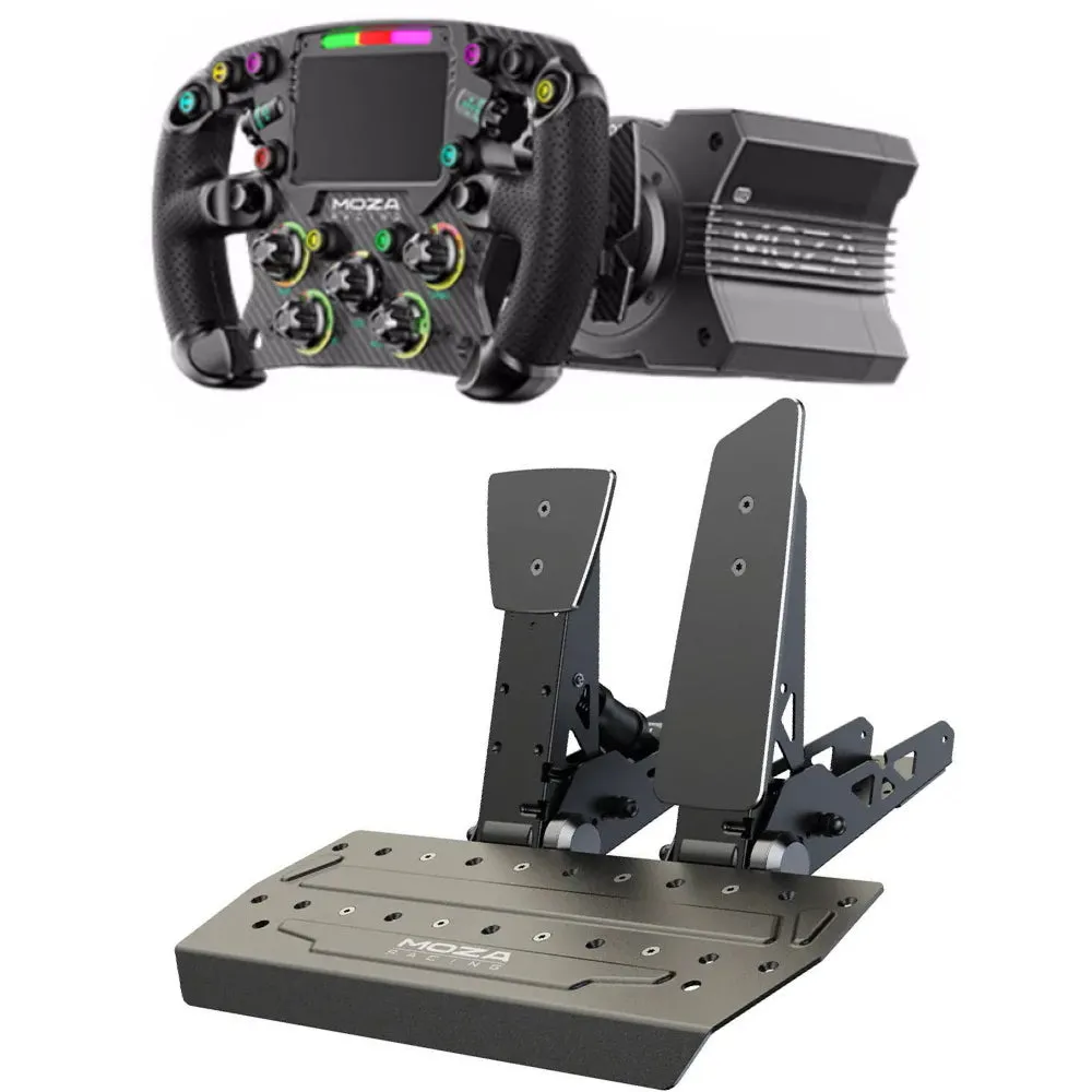 Moza R12 steering wheel, steering wheel base   FSR Formula steering wheel   2 SR-P pedals, black