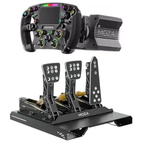 Moza R12 steering wheel, steering wheel base   FSR Formula steering wheel   3 CRP pedals, black