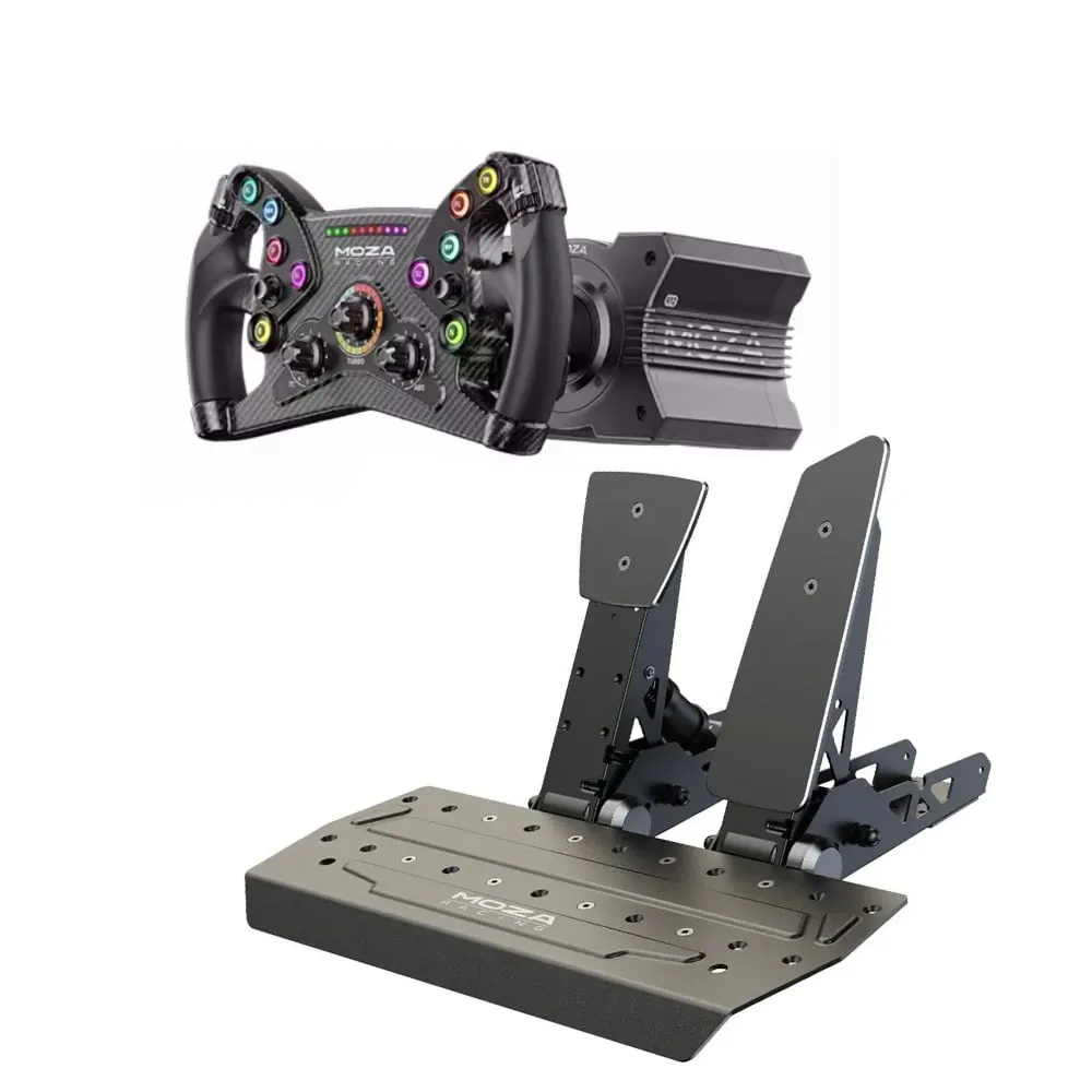 Moza R12 steering wheel, steering wheel base   KS steering wheel   2 SR-P pedals, black