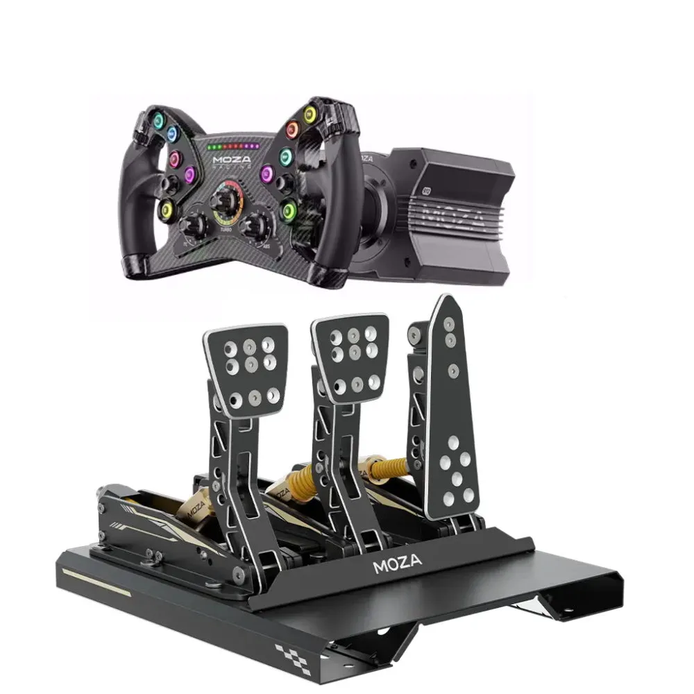 Moza R12 steering wheel, steering wheel base   KS steering wheel   3 CRP pedals, black