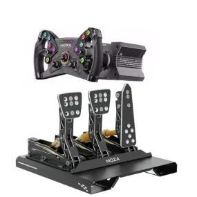 Moza R12 steering wheel, steering wheel base   KS steering wheel   3 CRP pedals, black