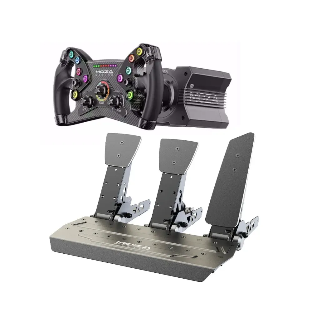 Moza R12 steering wheel, steering wheel base   KS steering wheel   3 SR-P pedals, black