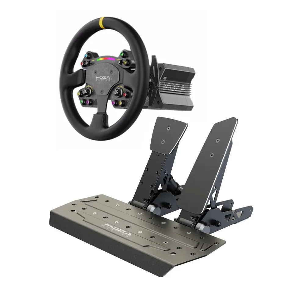 Moza R12 steering wheel, steering wheel base   RS V2 steering wheel, black   2 SR-P pedals, black
