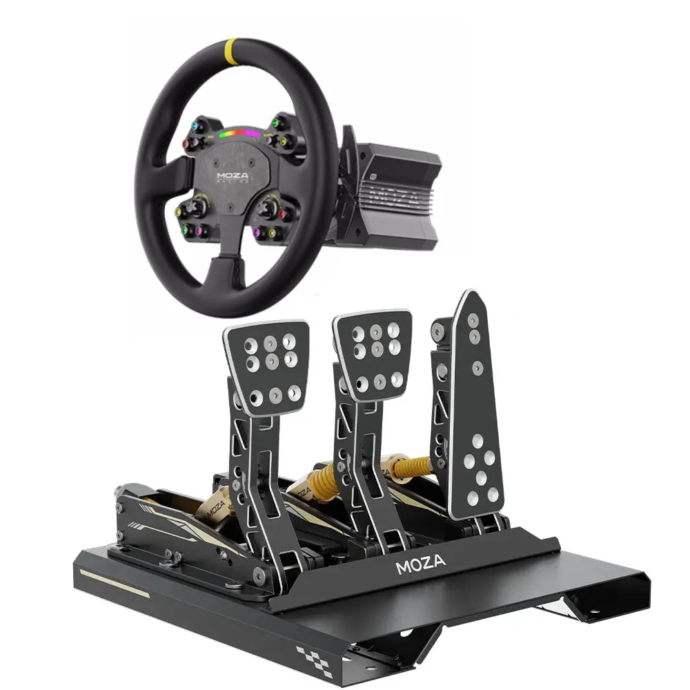 Moza R12 steering wheel, steering wheel base   RS V2 steering wheel, black   3 CRP pedals, black