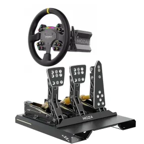 Moza R12 steering wheel, steering wheel base   RS V2 steering wheel, black   3 CRP pedals, black