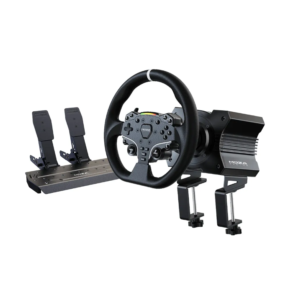 Moza R5 steering wheel, R5 steering wheel base   ES steering wheel   2 SR-P Lite pedals, black