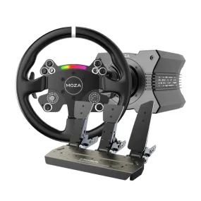 Moza R9 steering wheel, R9 steering wheel base   CS V2P steering wheel   3 SR-P pedals, black