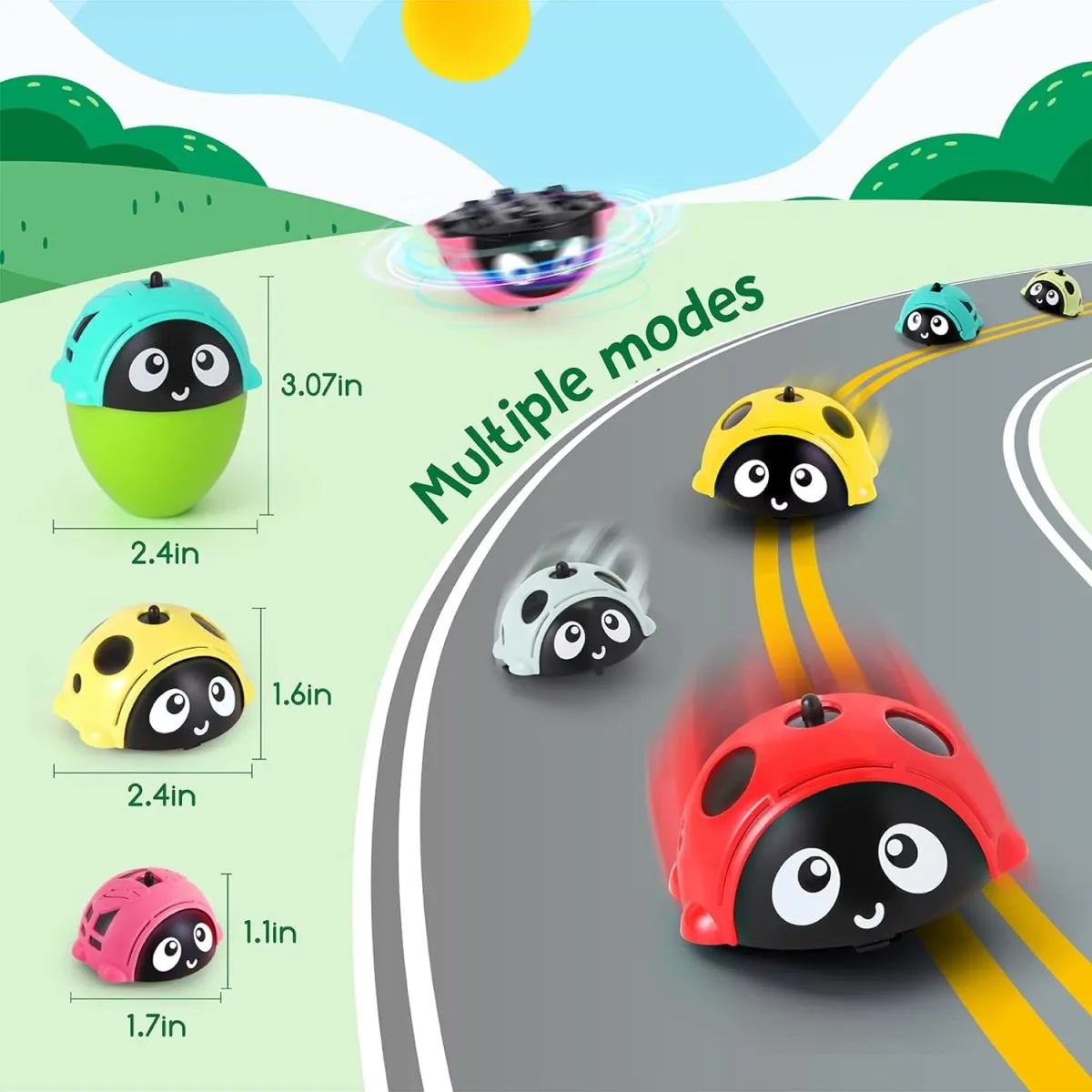 Multi-Function Ladybug 360° Rotating Spinning Gyro | Pack of 3