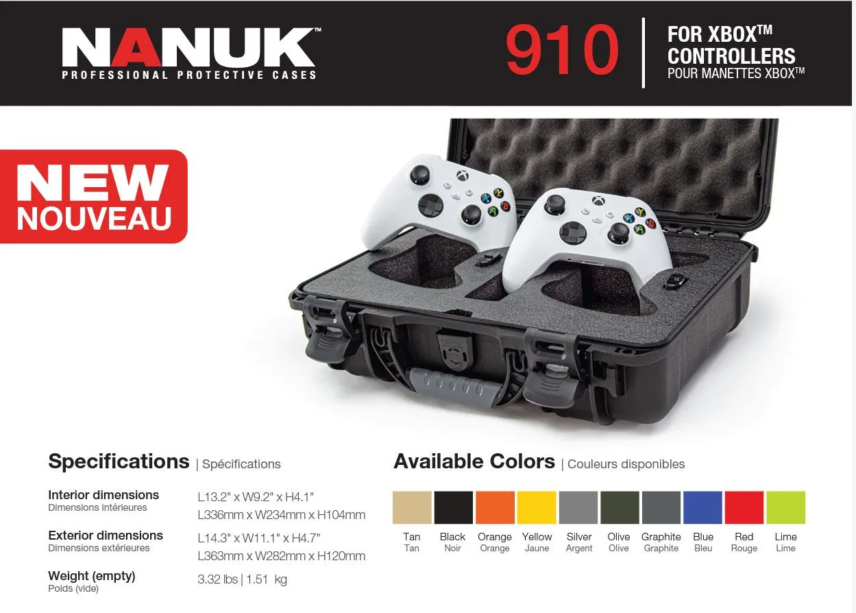 Nanuk 910 Case for 2 XBOX Controllers (Black)