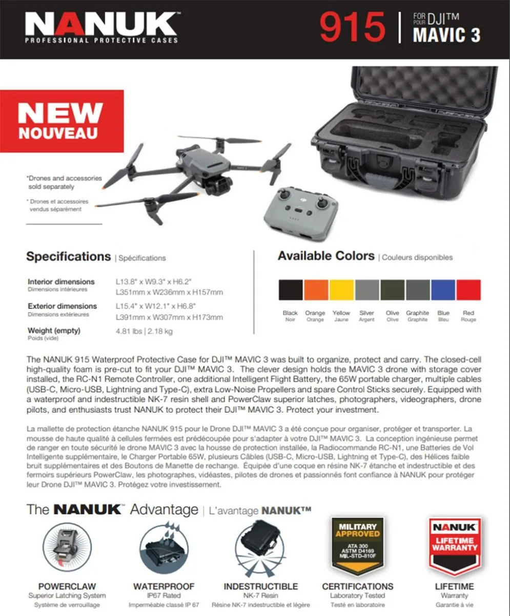 Nanuk 915 Case for DJI Mavic 3 (Black)