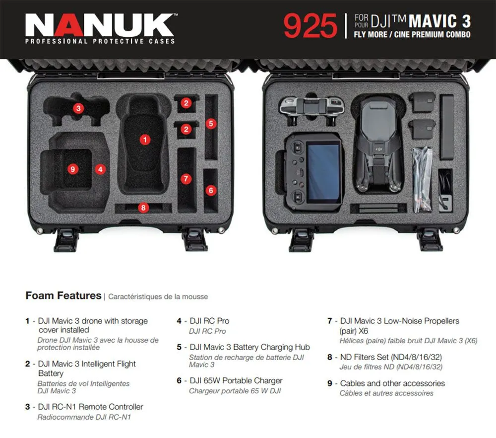 Nanuk 925 Case for DJI Mavic 3 Fly More / Cine Premium Combo (Black)