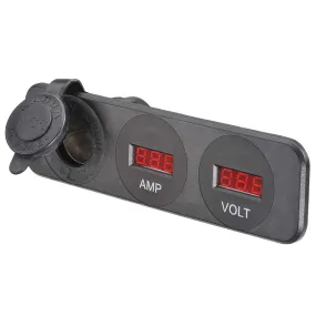 Narva 81185BL Heavy-Duty Accessory / Dual USB Sockets And 12/24V Dc LED Amp/Volt Meters