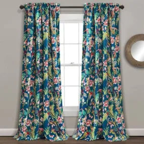 New - Set of 2 (95"x52") Dolores Light Filtering Window Curtain Panels Navy - Lush Décor