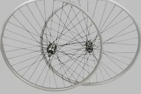 PAIR 26 x 1 3-8" MULTI-SPEED ALLOY WHEELS WITH BLACK SPOKES 590 - 19 RIM