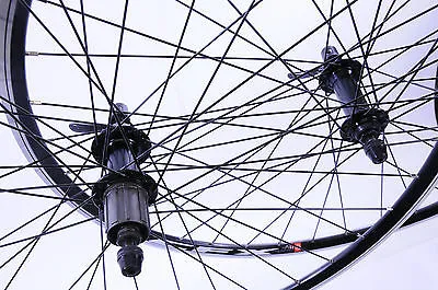 PAIR 700c (622 x 13) ROAD BIKE RACER WHEELS 8-9 CASSETTE BLACK ALLOY QR HUBS