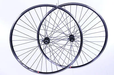 PAIR 700c (622 x 13) ROAD BIKE RACER WHEELS 8-9 CASSETTE BLACK ALLOY QR HUBS
