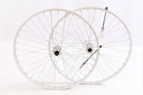 PAIR VINTAGE 24 x 1 3-8" ALLOY WHEELS FOR 60's,70’s,80's JUNIOR MULTI SPEED RACING BIKES NEW FOR QUICK RELEASE