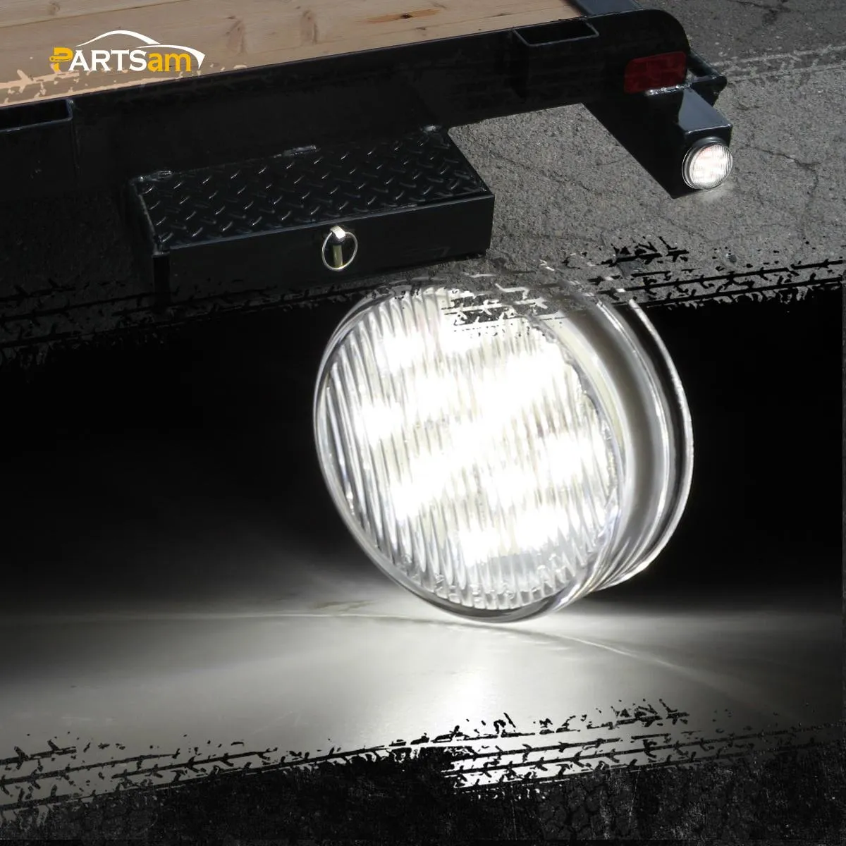 Partsam 2Pcs 2.5 Inch Round White Led Side Marker and Clearance Lights Reverse Backup Lights 13 Diodes Grommets/Pigtails Waterproof 2.5 Inch Round White Interior Courtesy Light Auxiliary Utility Light