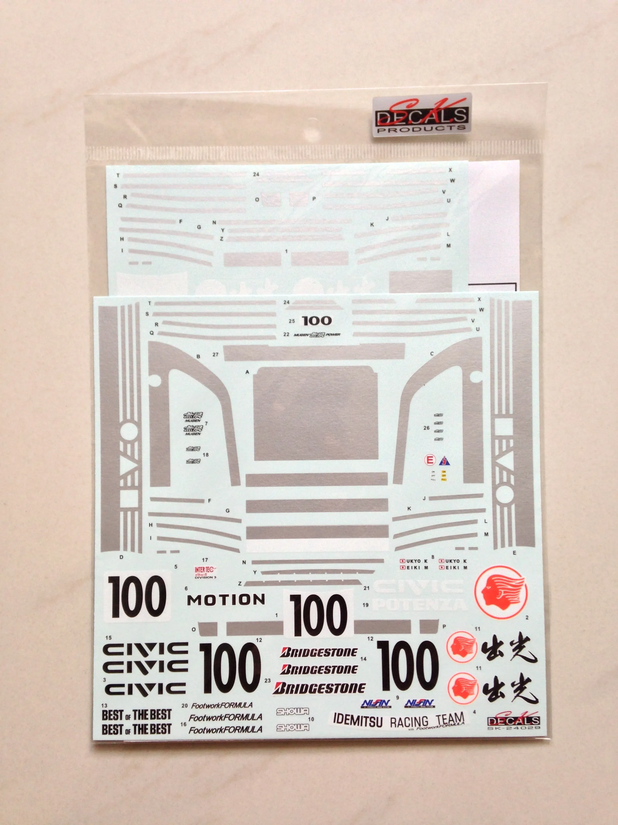 S.K. Decals Honda Civic EF3 Gr.A Idemitsu Motion Decals - 1/24 Scale