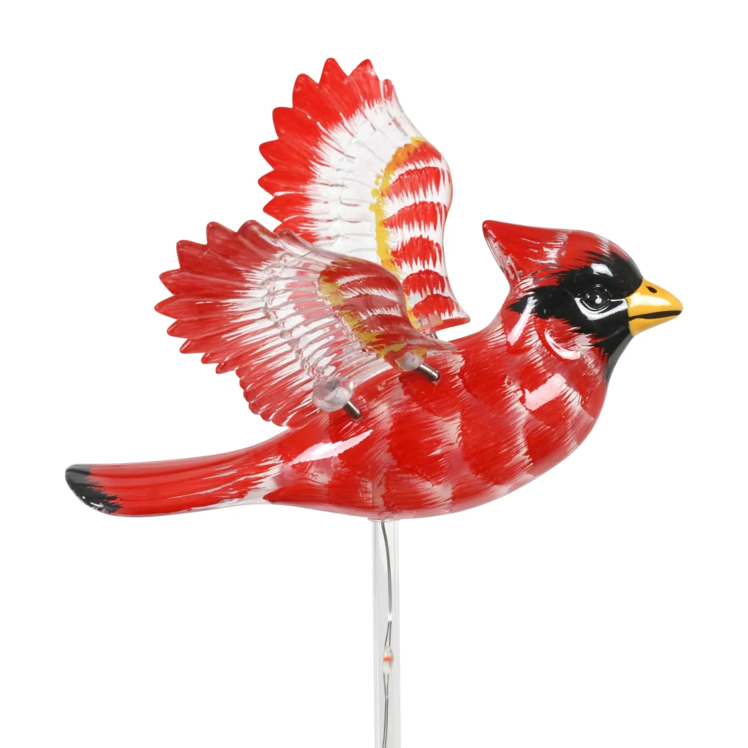 Solar WindyWing Cardinal Garden Stake with Red LED Lights, 7 Inch