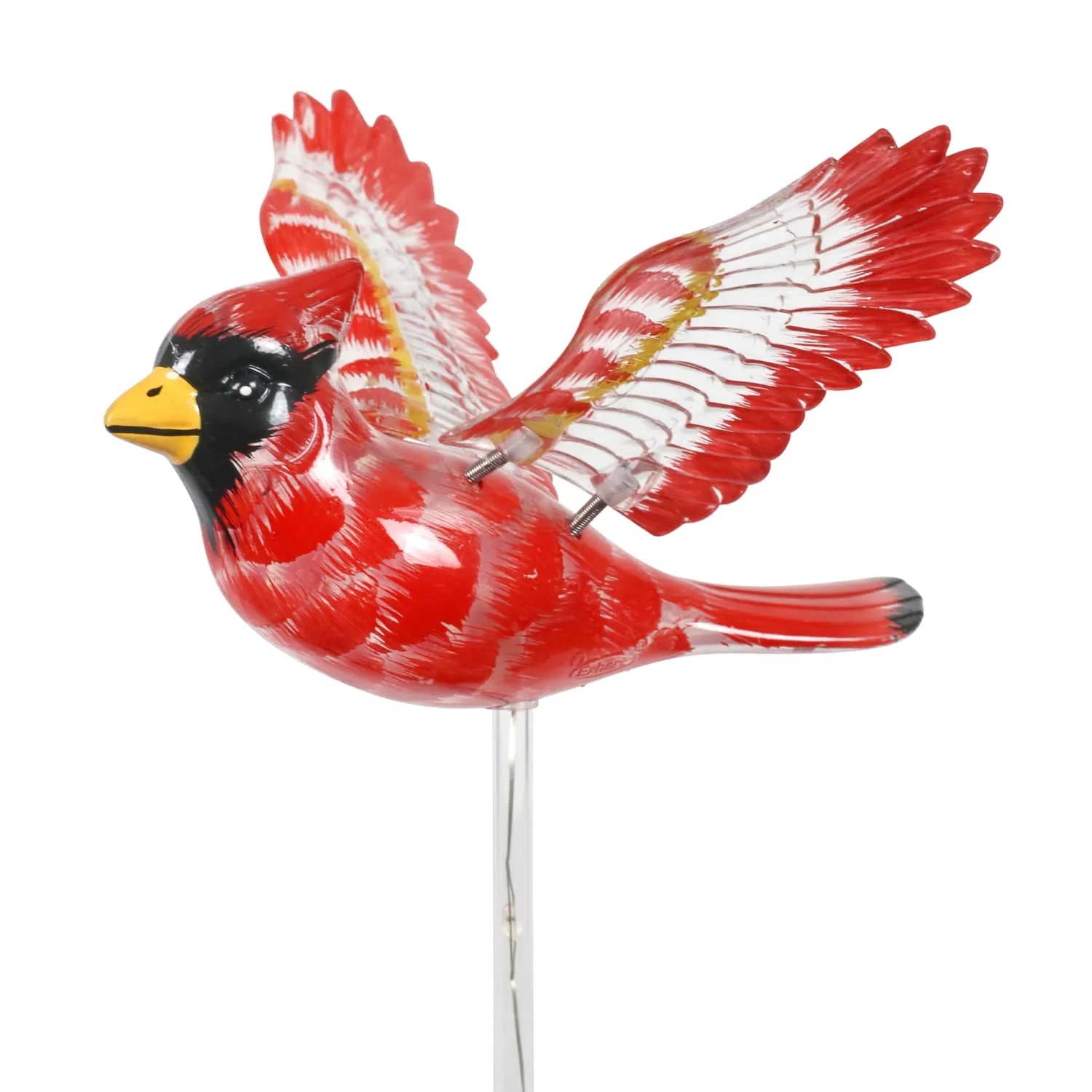 Solar WindyWing Cardinal Garden Stake with Red LED Lights, 7 Inch