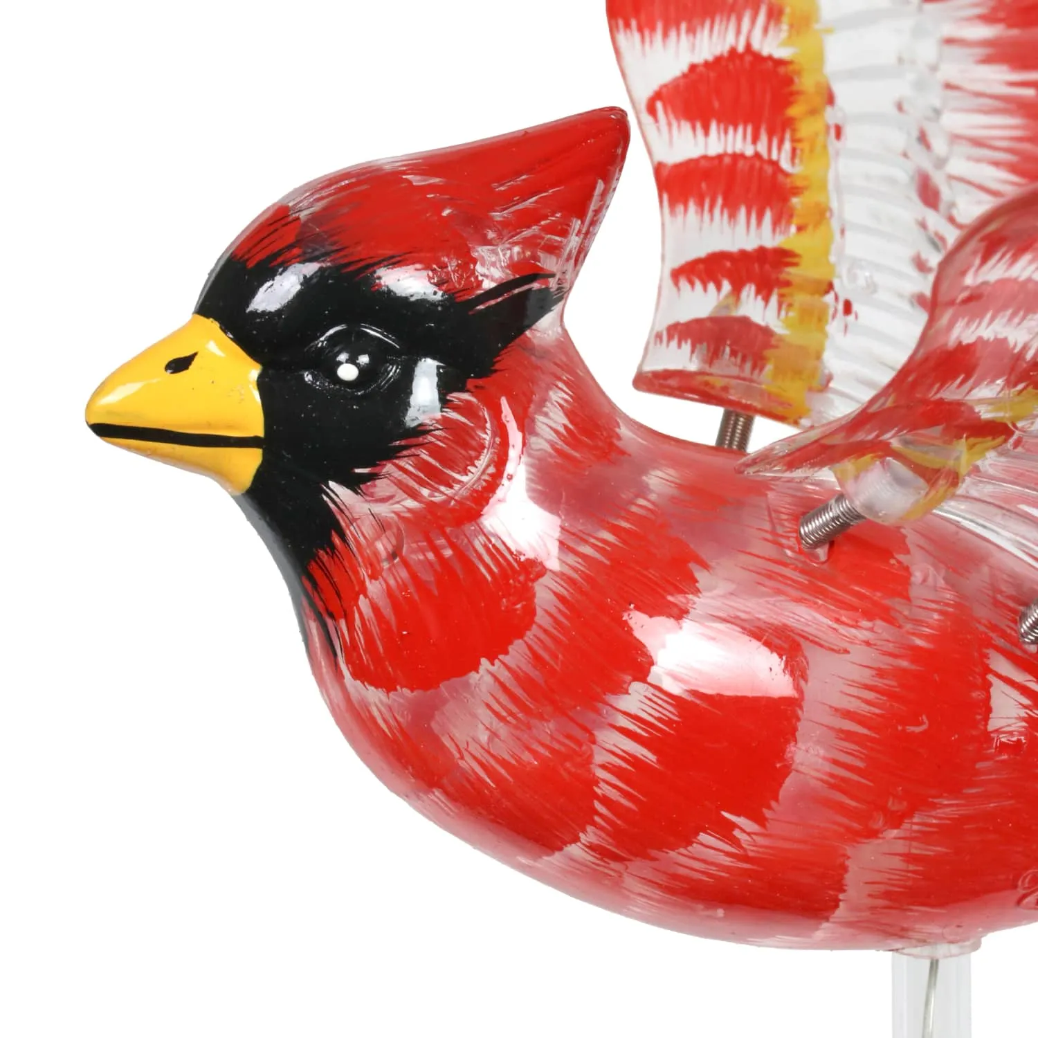 Solar WindyWing Cardinal Garden Stake with Red LED Lights, 7 Inch