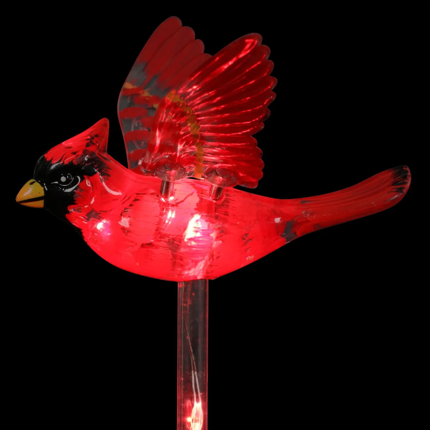 Solar WindyWing Garden Stake Set of Cardinal, Hummingbird and Blue Bird with Colored LED Lights, 4 by 27 Inch
