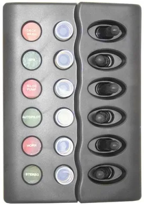 Switch Panels - Waterproof Backlit - 6 Switch With Circuit Breaker