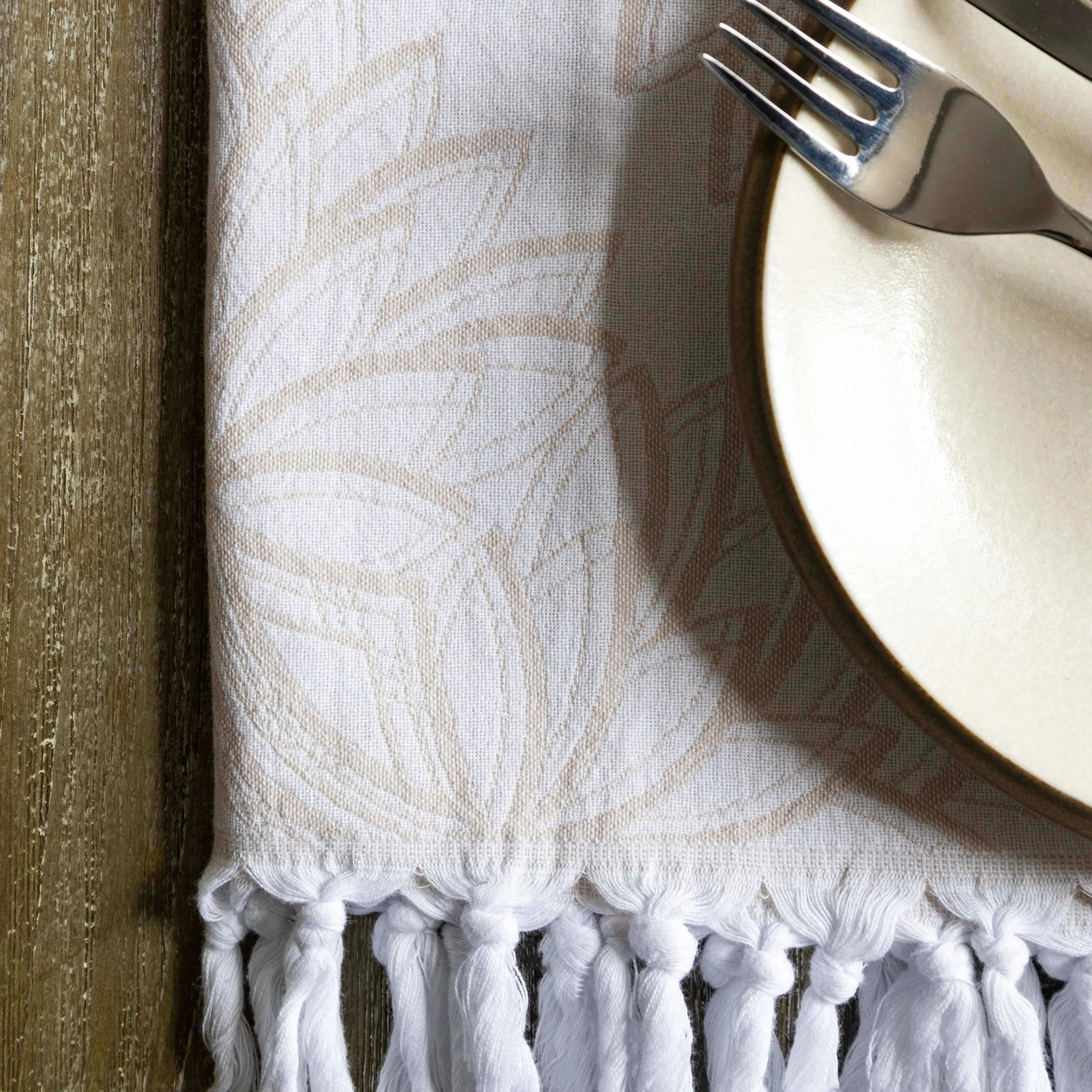 Turkish Cotton Towel Set / Horona in Oat   White