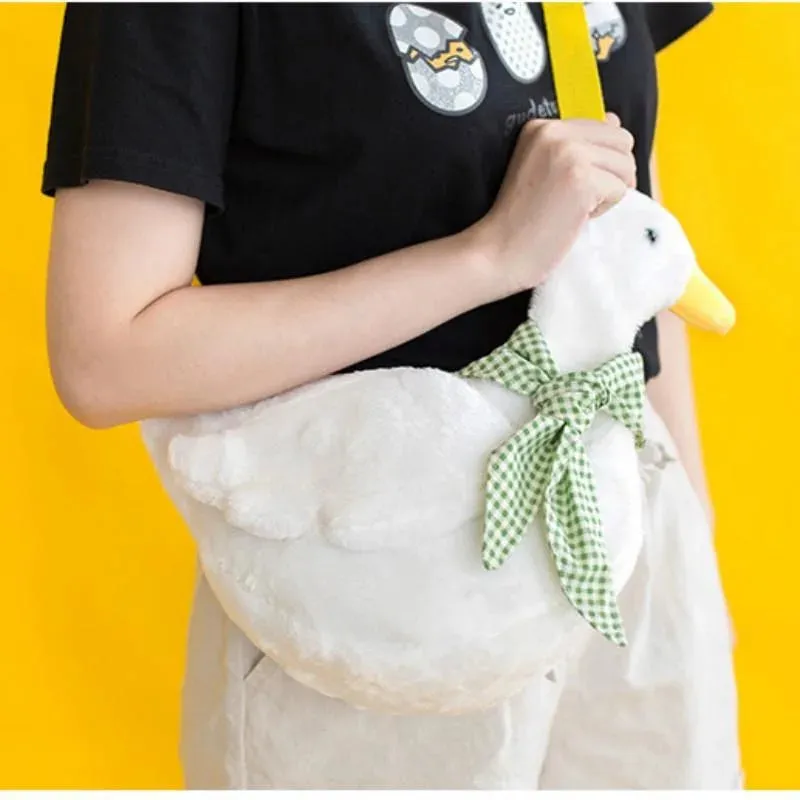 Uakiss 1 Pc Cute Simulation Duck Shoulder Bag Crossbody Plush Big Goose Backpack Purses and Handbags Crossbody Bags for Women