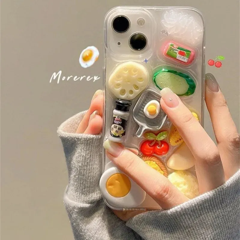 Uakiss 3D Simulation Vegetable Food Transparent Phone Case Protective Case for iPhone 15 Promax 14 Plus 13 12 11 Xsmax X 7 8plus Case