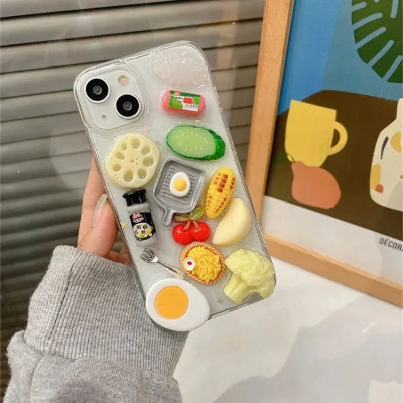 Uakiss 3D Simulation Vegetable Food Transparent Phone Case Protective Case for iPhone 15 Promax 14 Plus 13 12 11 Xsmax X 7 8plus Case