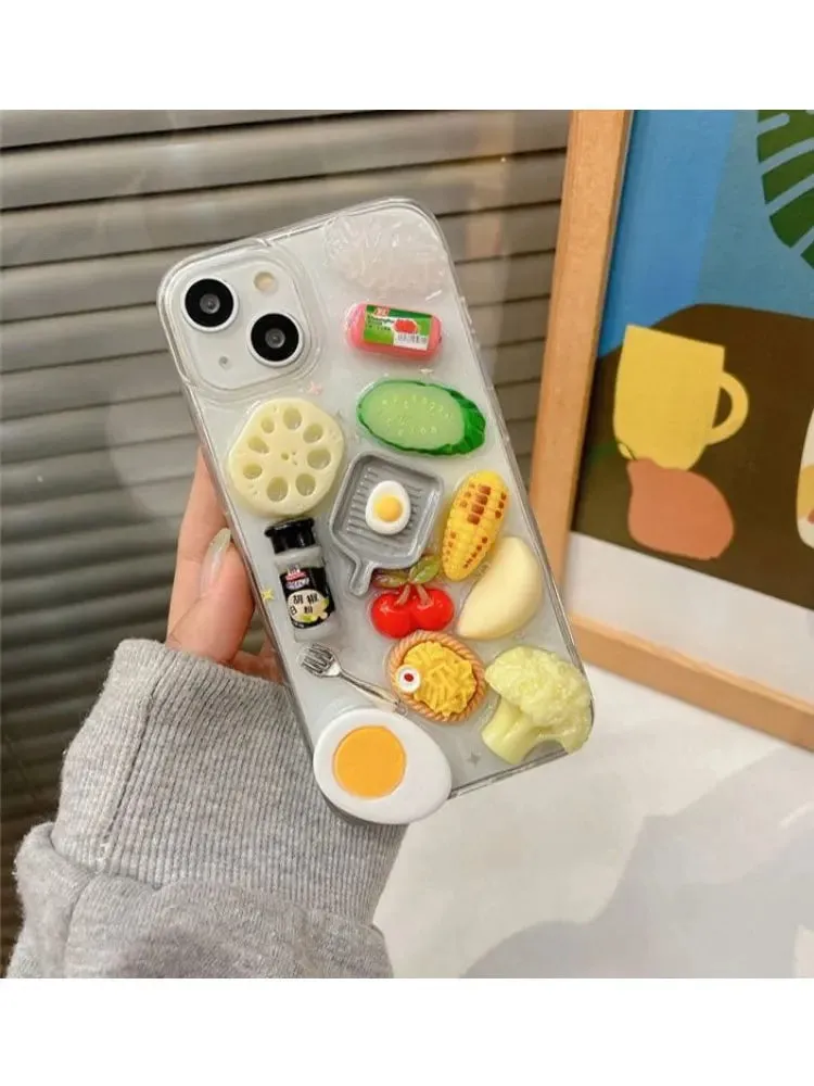 Uakiss 3D Simulation Vegetable Food Transparent Phone Case Protective Case for iPhone 15 Promax 14 Plus 13 12 11 Xsmax X 7 8plus Case